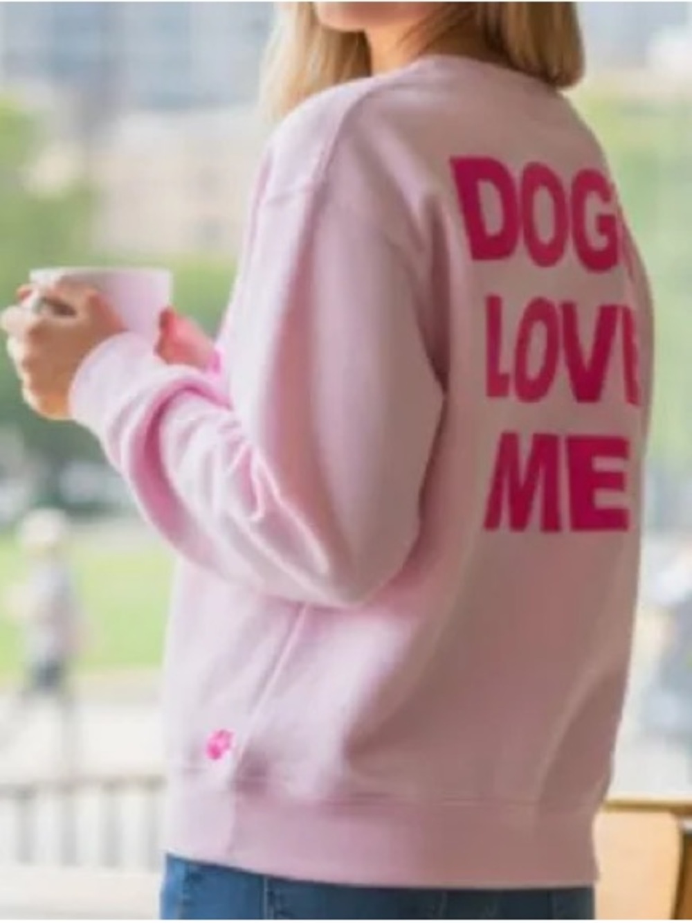 Wildfox Lilac Sweatshirt with Hot Pink "DOGS LOVE ME" Print - Picture 2 of 8